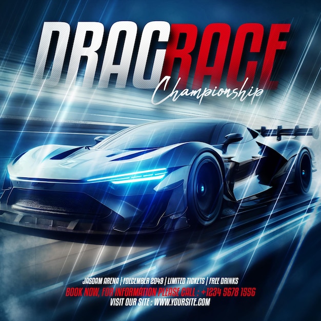 PSD psd drag race car exhibition auto show social media flyer templates