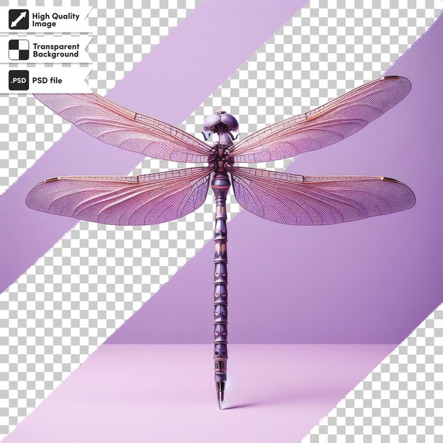 Psd dragonfly close up on transparent background