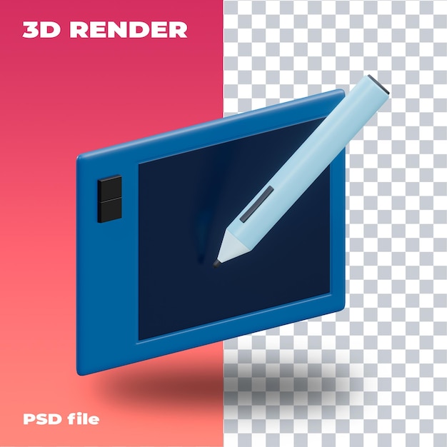 PSD psd drawing pad 3d icon high resolution  transparent 3d render