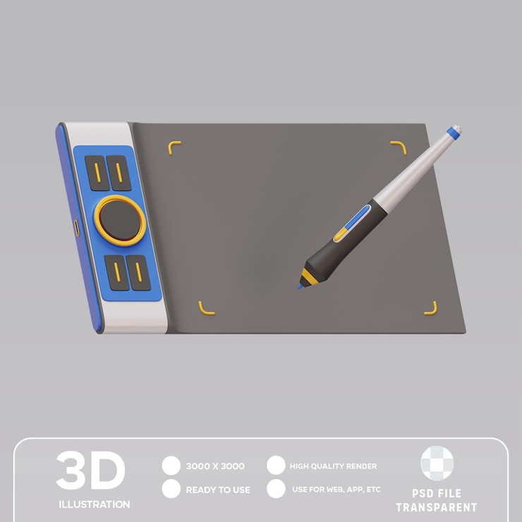 PSD psd drawing tablet 3d illustration