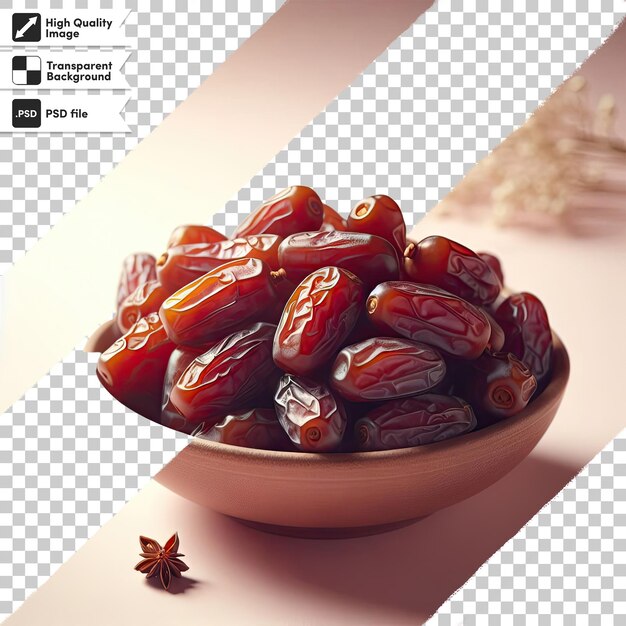 PSD psd dried dates in a bowl on transparent background