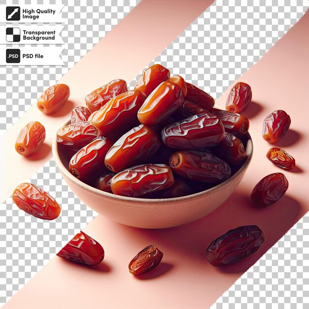 PSD psd dried dates in a bowl on transparent background