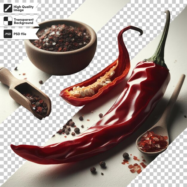 PSD psd dried red hot chili peppers on transparent background