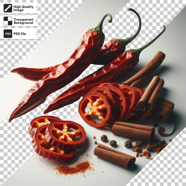 PSD psd dried red hot chili peppers on transparent background