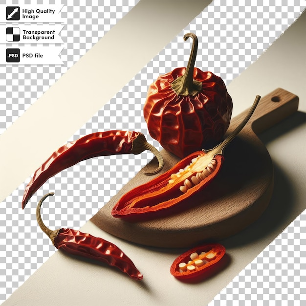 PSD psd dried red hot chili peppers on transparent background