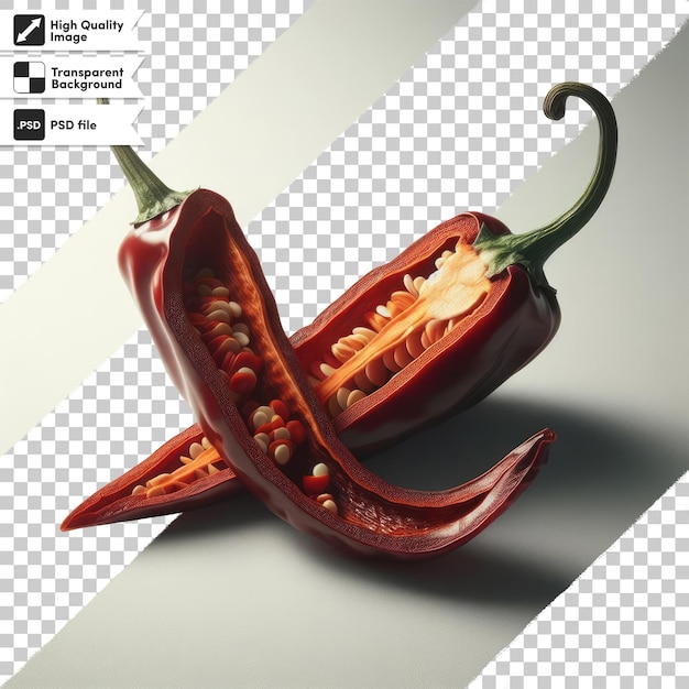 PSD dried red hot chili peppers on transparent background
