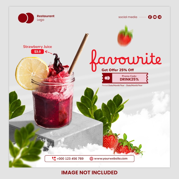 PSD psd drink menu social media post instagram template for restaurant and ecommerce promotion