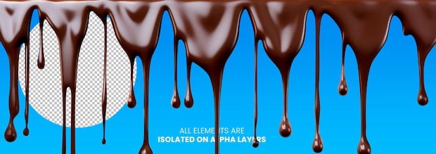 Psd dripping chocolate curtain separated from background png