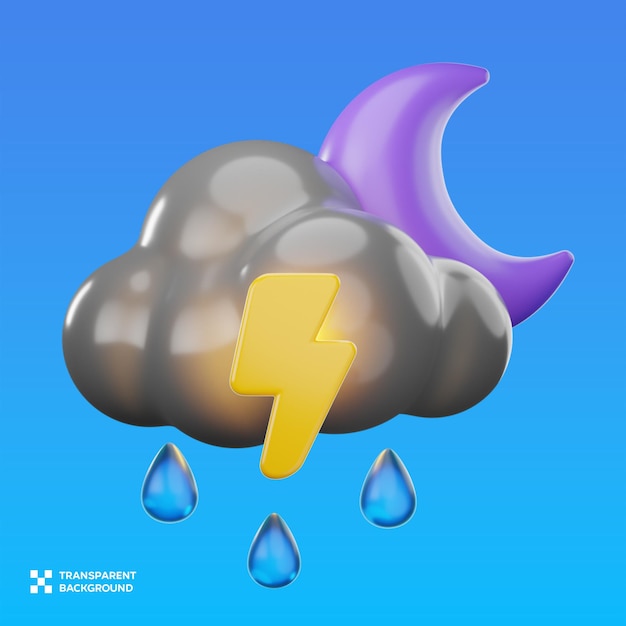 psd drizzle lightning at night 3d illustration