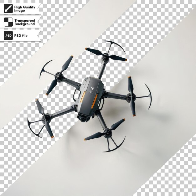 Psd-drone in vlucht op doorzichtige achtergrond met bewerkbare maskerlaag