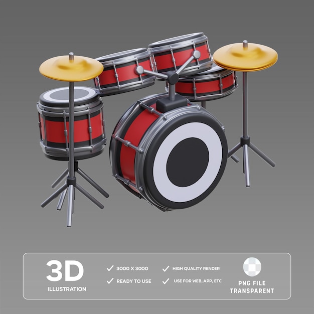 PSD drum set 3D Illustration