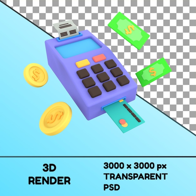 Psd e commerce payment terminal 3d icon