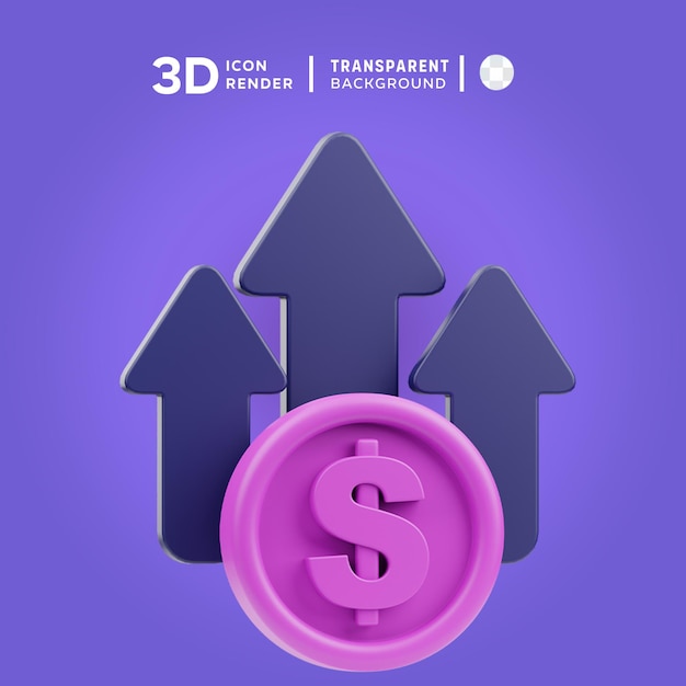 PSD 3d-иллюстрация роста доходов psd