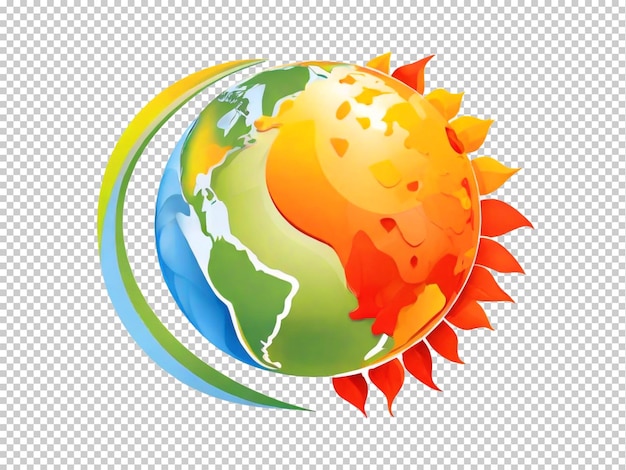 PSD psd earth day logo with earth and sun png on a transparent background