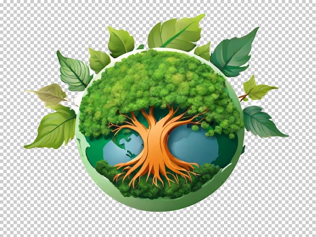 PSD logo della giornata della terra psd con alberi e foglie png su uno sfondo trasparente