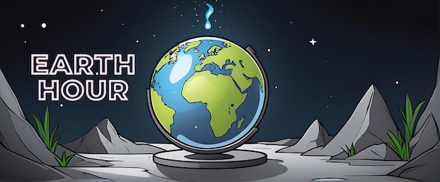 Psd earth hour globe illustration with planet earth day earth