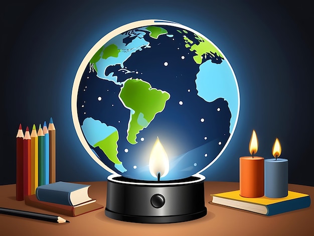 PSD psd earth hour globe illustration with planet earth day earth