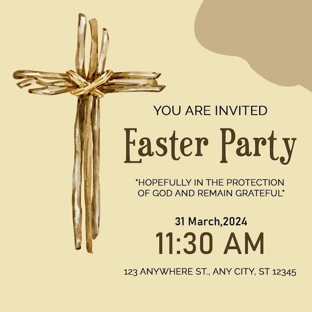 PSD Easter Cross with Red cloth English Telugu Quotes Template Design For Poster