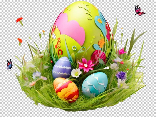 PSD psd easter egg hunt in meadow png on a transparent background