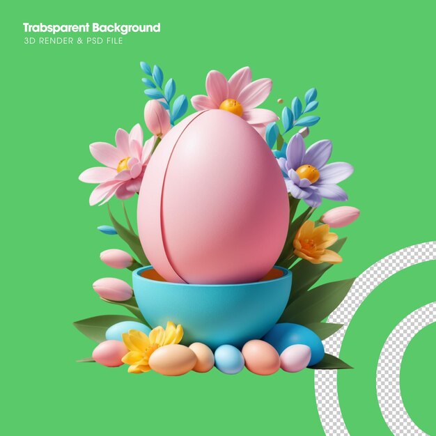 PSD psd easter eggs in a basket object isolated 3d render illustration