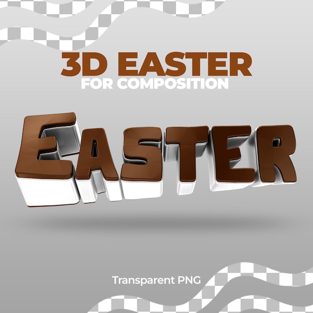 PSD psd easter in english 3d render realistic label isolated on transparent background