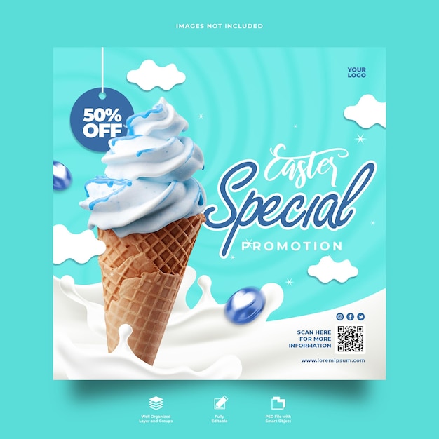 Psd easter menu promotion social media instagram post banner template