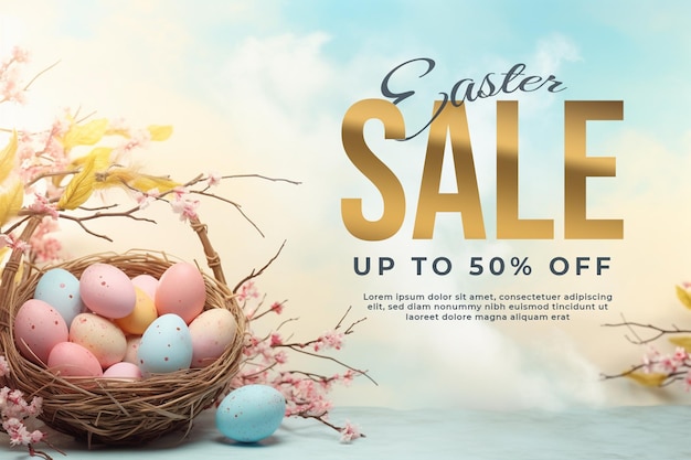 Psd easter sale landcape banner promotion