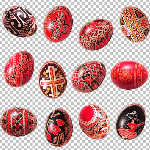 PSD Eastern Europe s traditionally colorful painted eggs for easter isolated