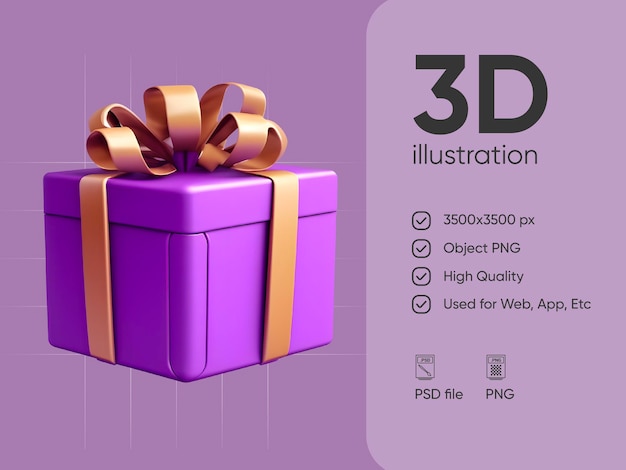 PSD ecommerce promo gift box icon 3d