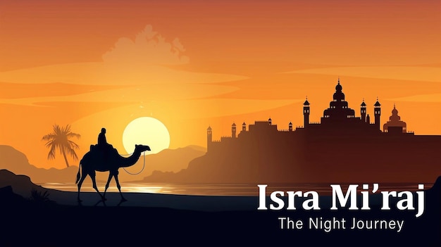 PSD psd editable alisra wal mi'raj poster design the night journey prophet muhammad illustration