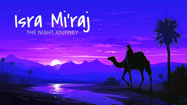 PSD psd editable alisra wal mi'raj poster design the night journey prophet muhammad illustration