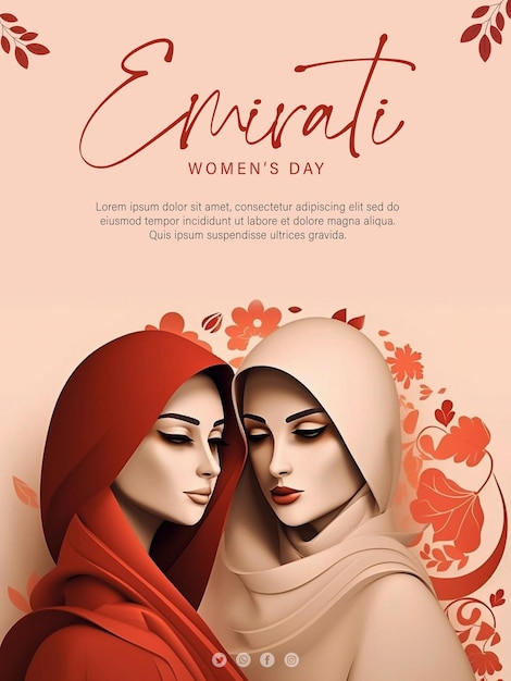 Psd editable emirati women day with hijab women