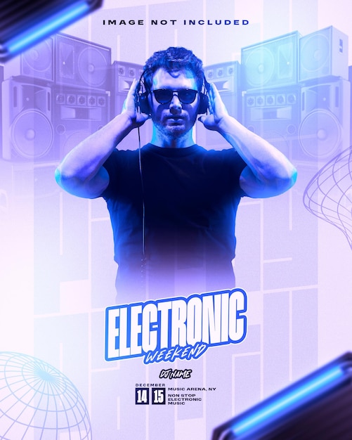 psd editable flyer for electronic music dj party