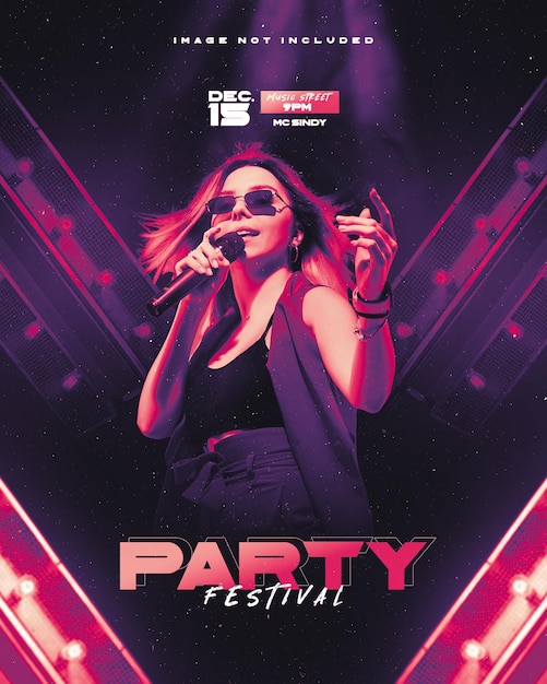 psd editable flyer template for music party festival events