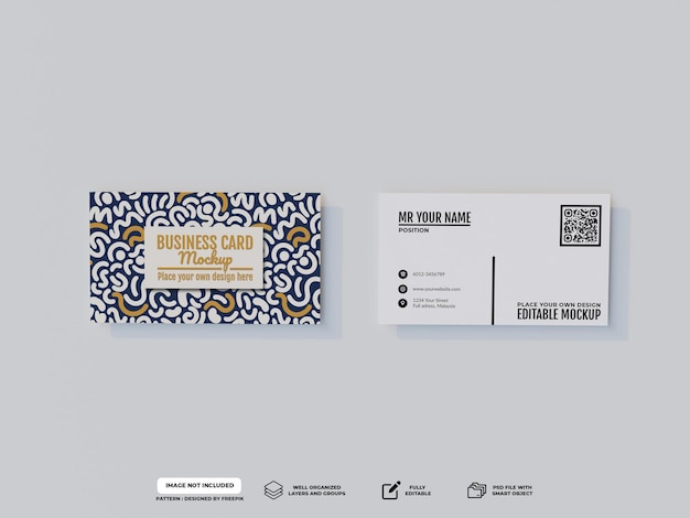 PSD editable front back Business Card Mockup top view