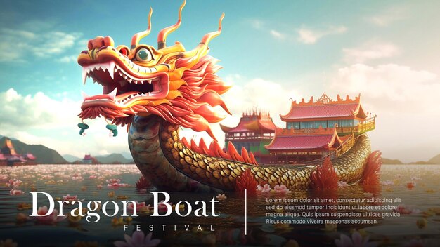 Psd editable happy dragon boat festival