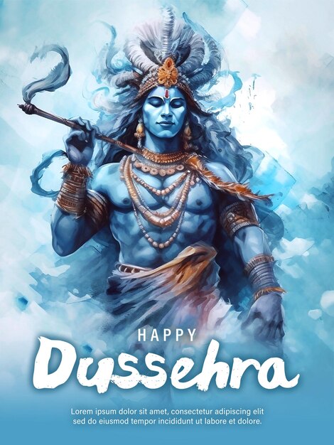 PSD psd editable happy dussehra poster design with festival of india hindu holiday vijayadashami