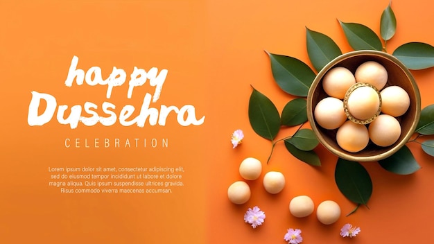 PSD psd editable happy dussehra poster design with indian sweets