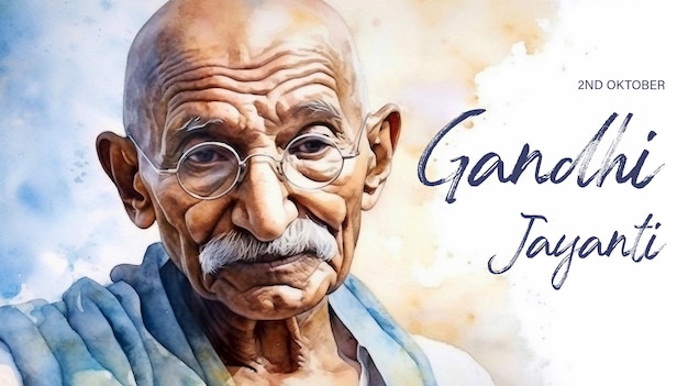 Psd modificabile happy gandhi jayanti poster design con mahatma gandhi silhouette