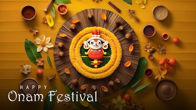 PSD psd modificabile happy onam poster design con cibo tradizionale indiano