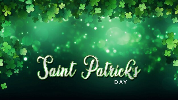 PSD psd modello grafico editabile di happy saint patrick's day con shamrock a foglia di trifoglio e monete d'oro