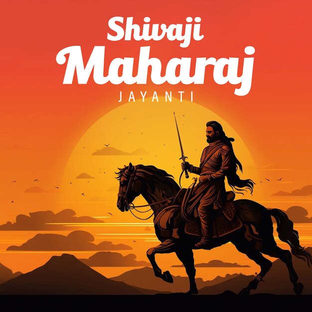 PSD psd editable illustration of chhatrapati shivaji maharaj indian maratha warrior king poster design