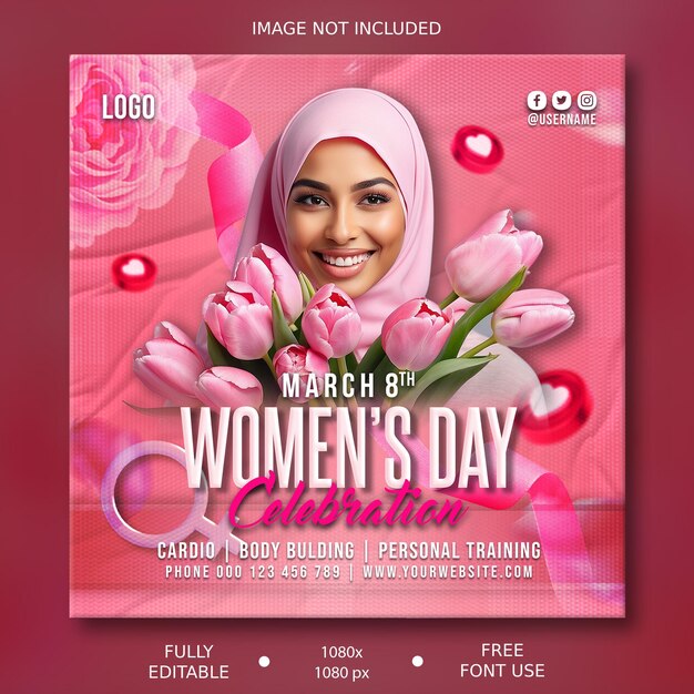 PSD psd editable international womens day 8 march poster design