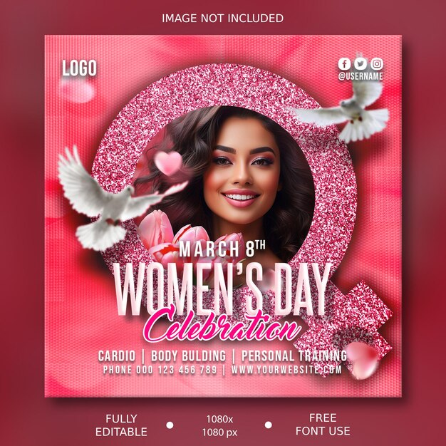 PSD psd editable international womens day 8 march poster design