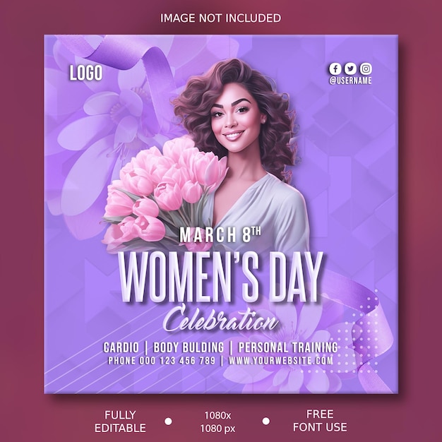 Psd editable international womens day 8 march poster design