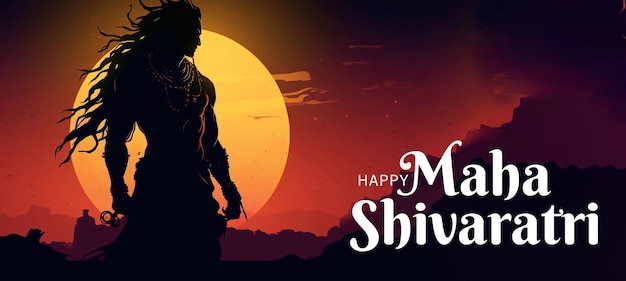 PSD psd editable maha shivaratri poster design with god siva portrait in watercolor painting style