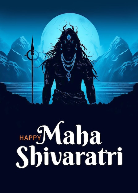 PSD psd editable maha shivratri poster design met illustratie van lord shiva