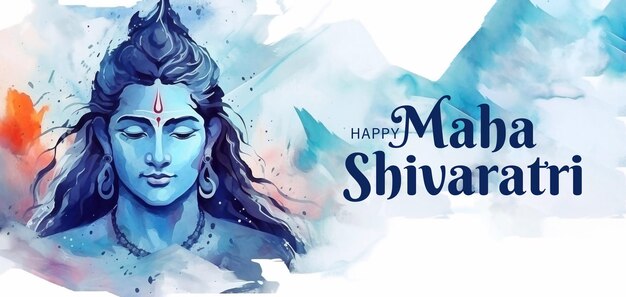 Psd editable maha shivratri poster design with illustration of lord shiva