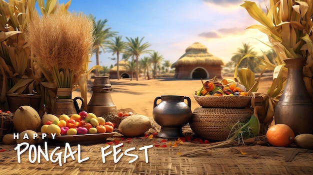 PSD psd editable tamil nadu festiwal szczęśliwy pongal z propsami pongal indian harvest festival