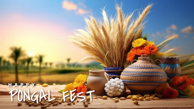 PSD psd editable tamil nadu festiwal szczęśliwy pongal z propsami pongal indian harvest festival